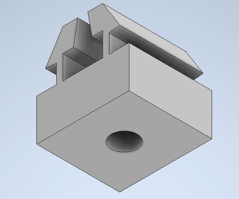 Flexure nut CAD showing the screw hole.