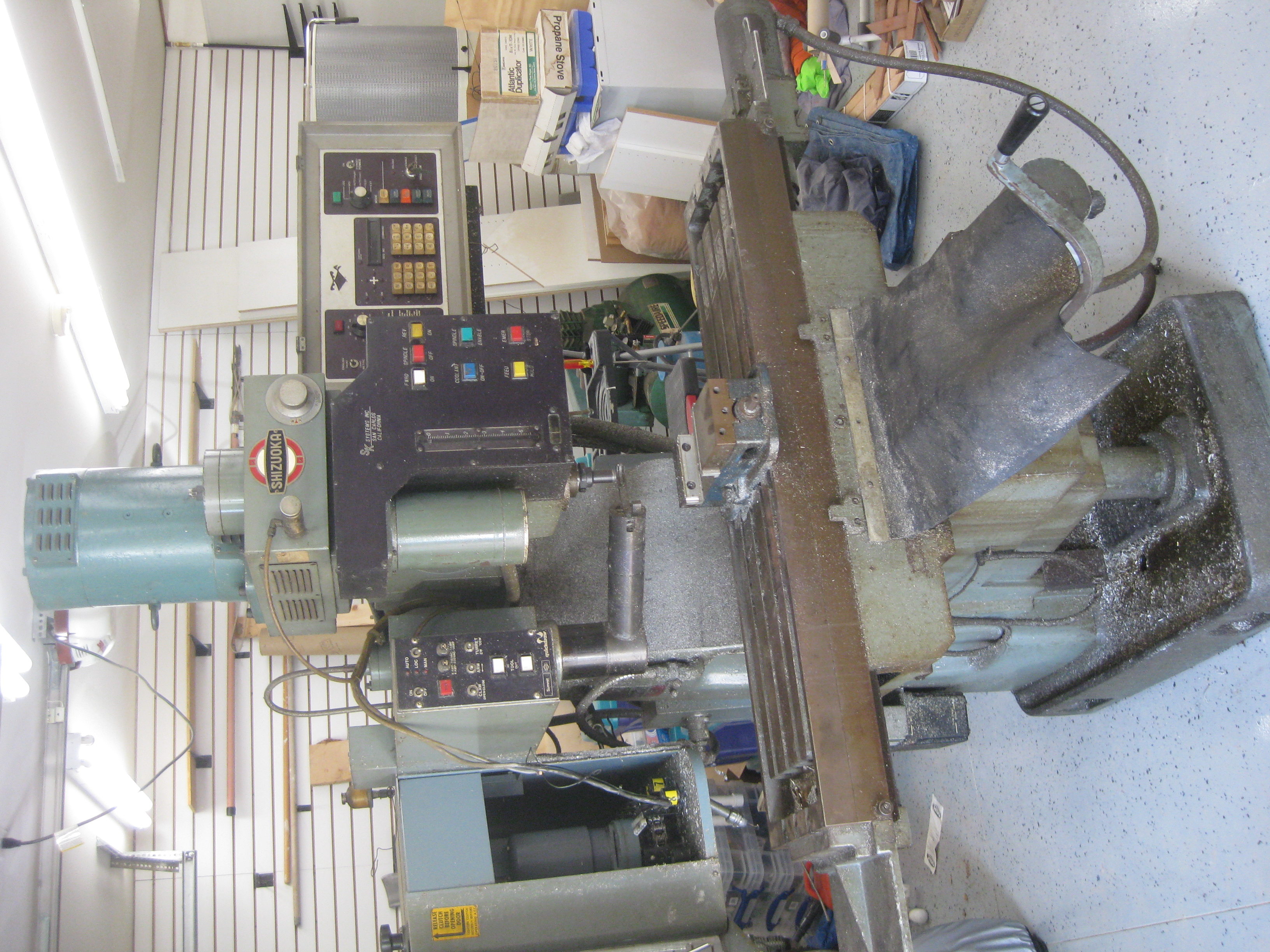 A fairly greasy mill right after placement in the garage.