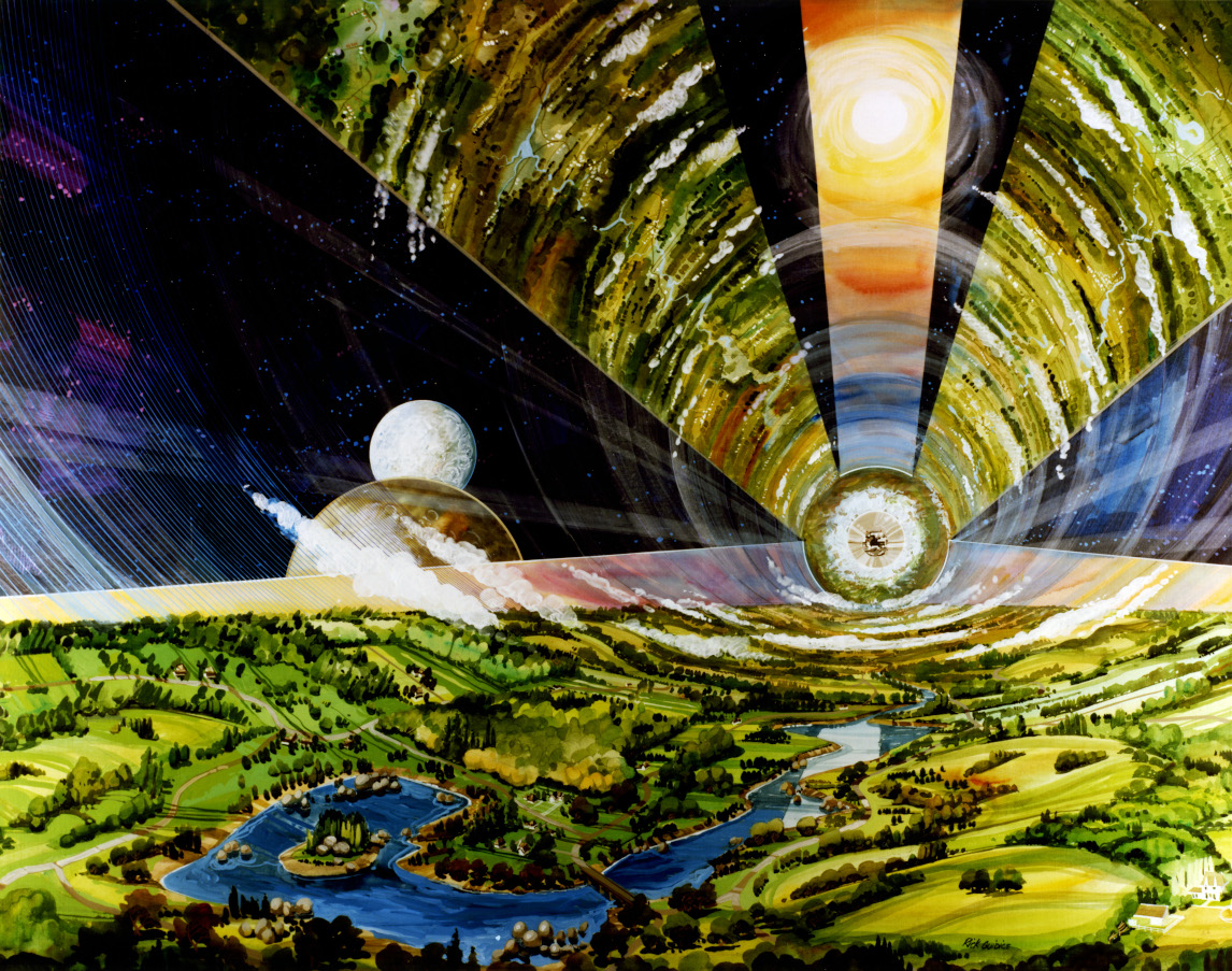 Original artists conception of an O'Neill Cylinder. Image: NASA
