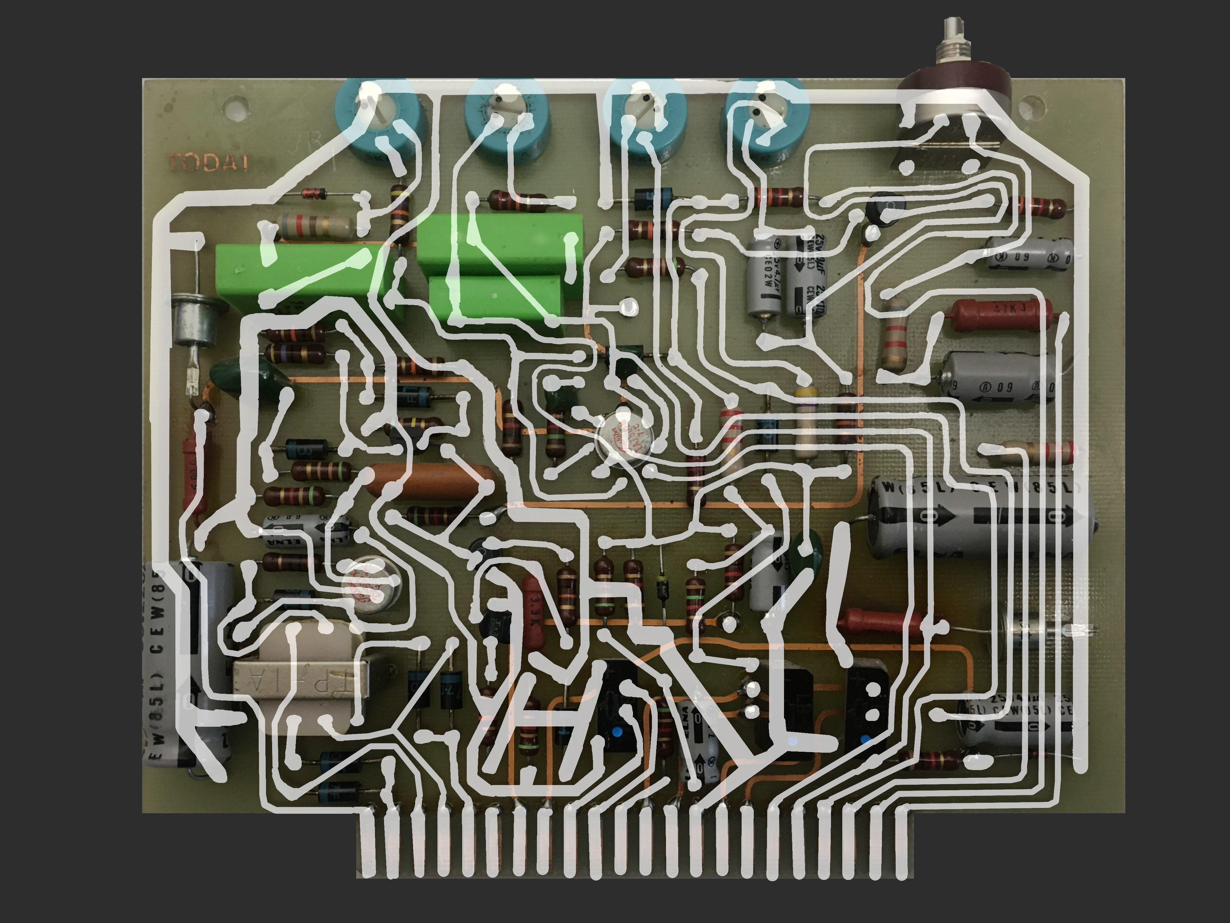 Composite of the rotor control board for circuit tracing